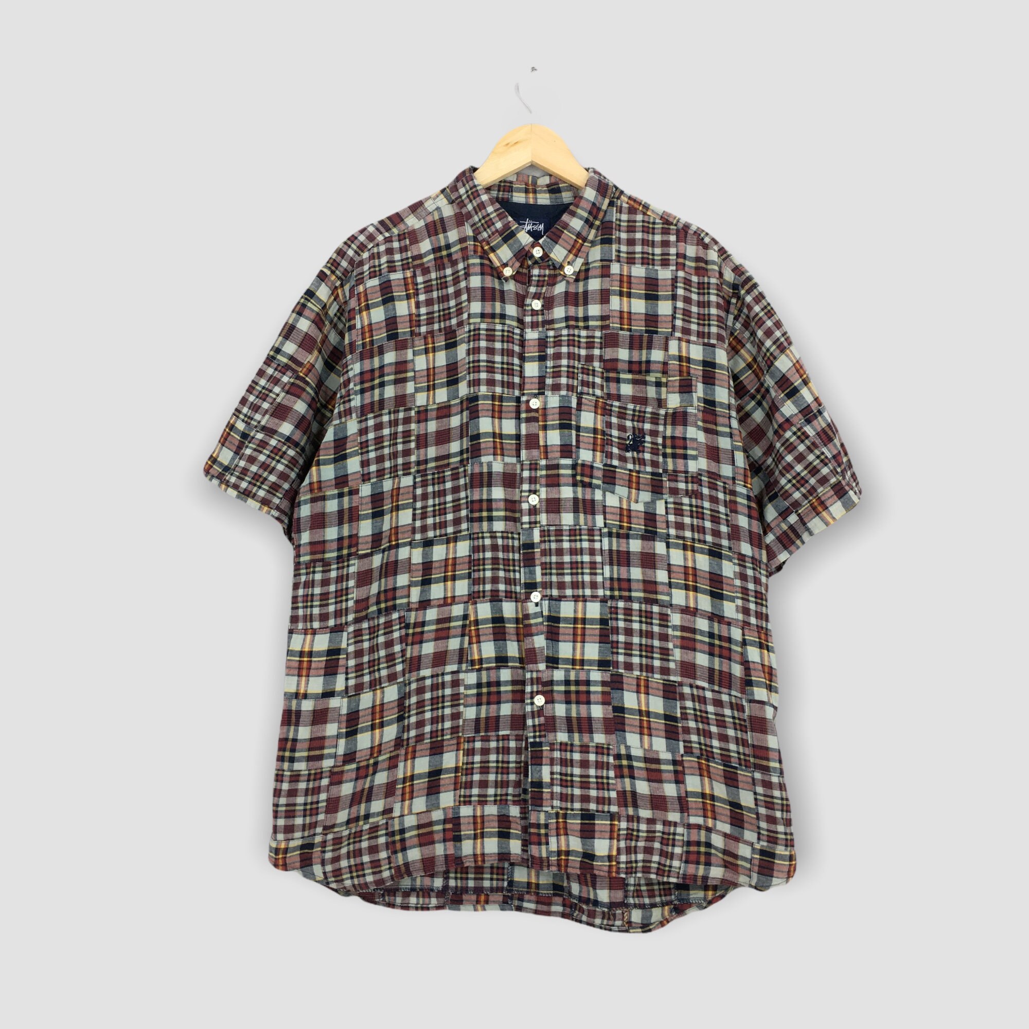 Vintage Stussy Multicolor Patchwork Checkered Flannel Shirt - Etsy