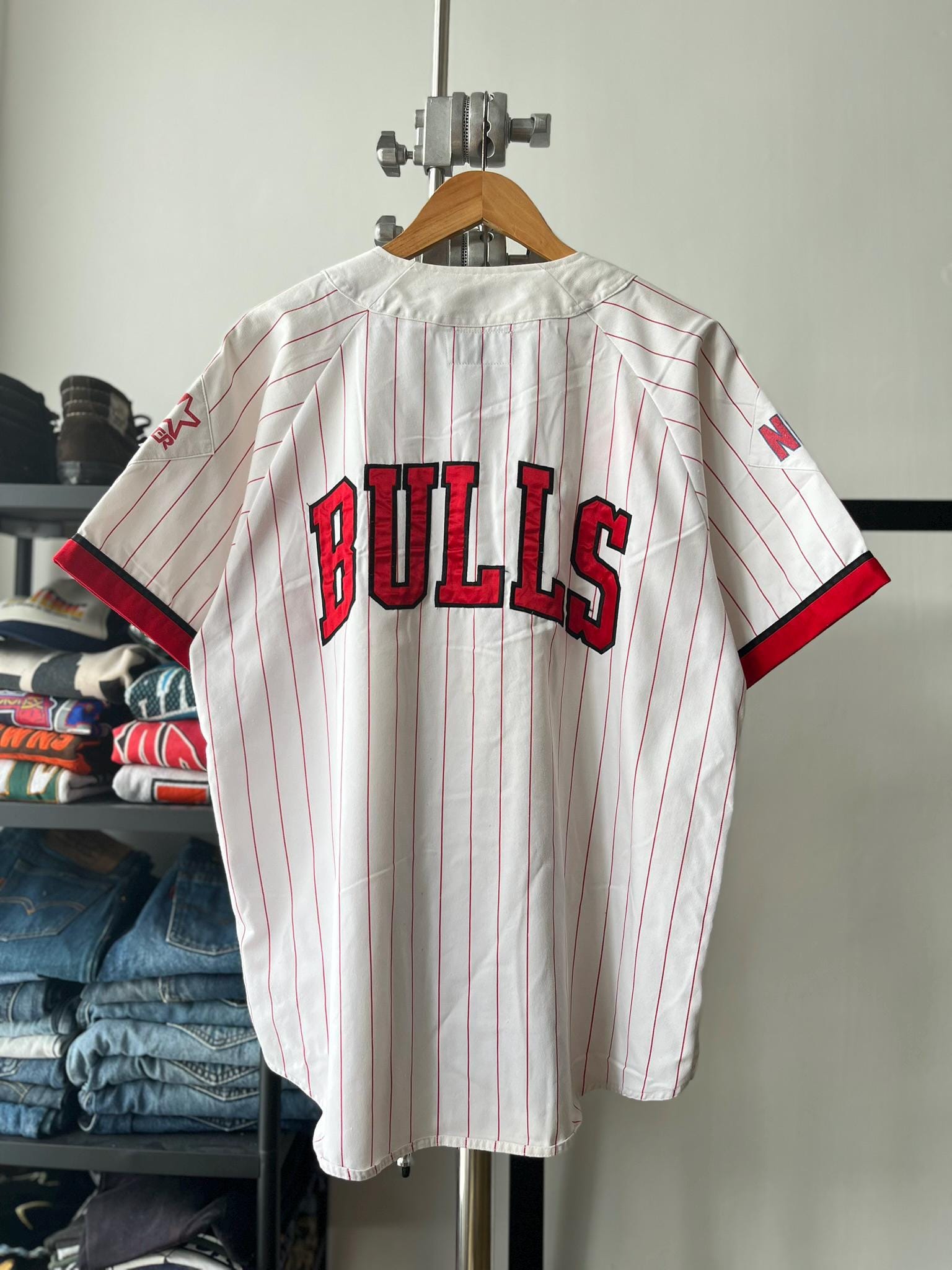 Vintage 90s Chicago Bulls Nba Champions Pinstripe Jersey Large