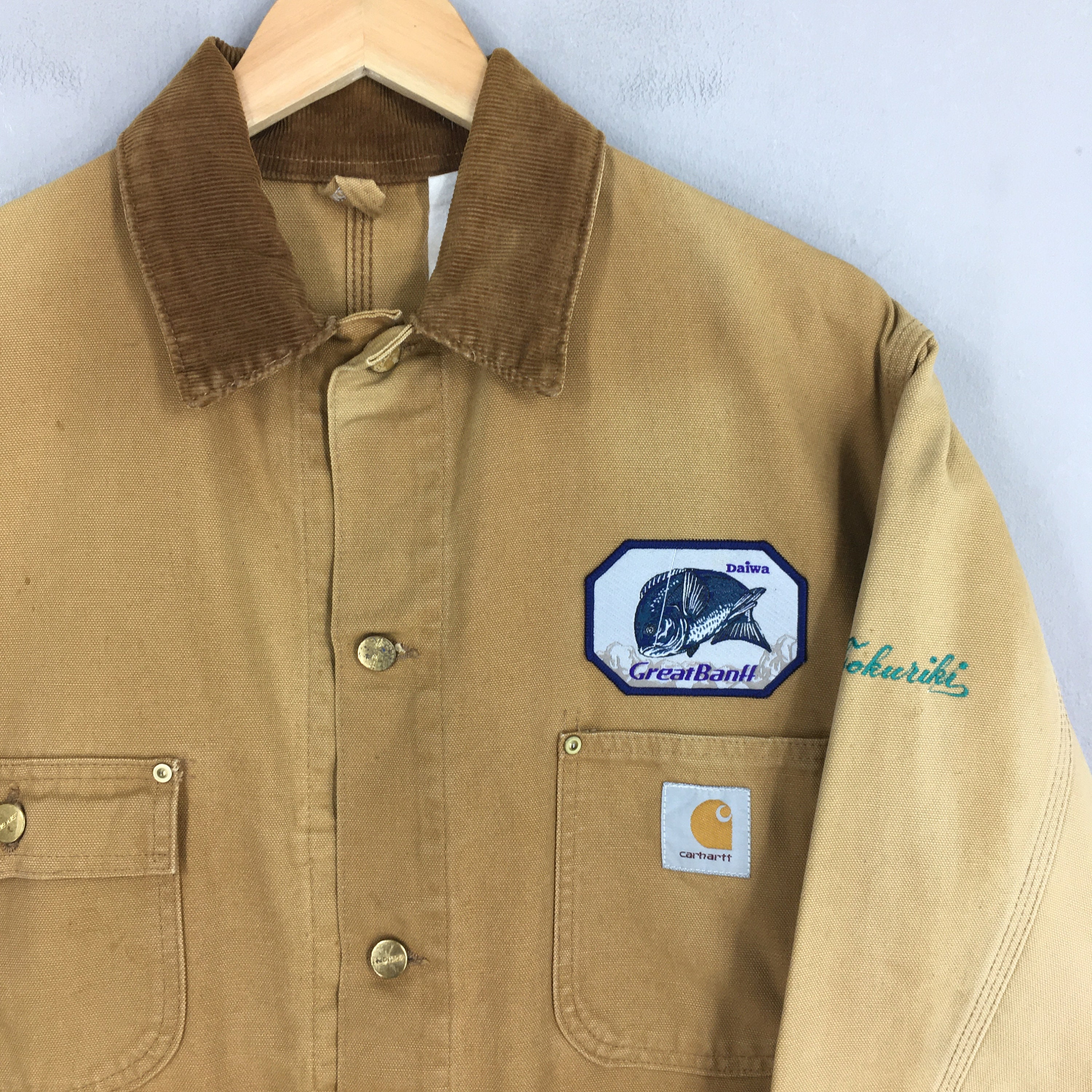 Vintage Carhartt Workwear Brown Denim Jacket Large 90's Denim