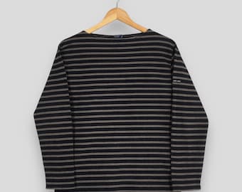 Koszulka damska Saint James France L'atelier w paski w kolorze czarnym, rozmiar M, z lat 90., z długim rękawem, w paski, rozmiar M