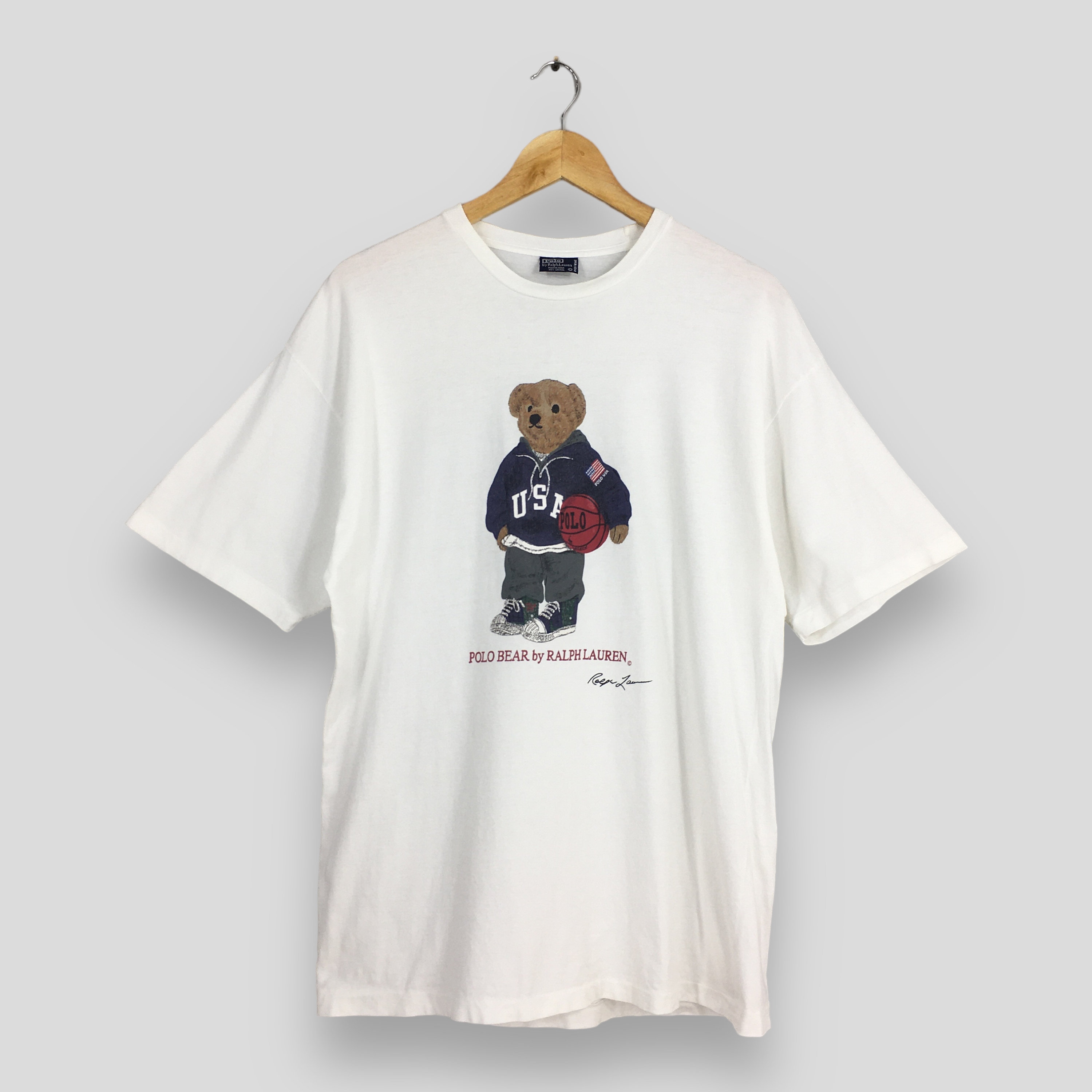 Vintage 90's Polo Ralph Lauren Polo Bear White T Shirt Large Ralph