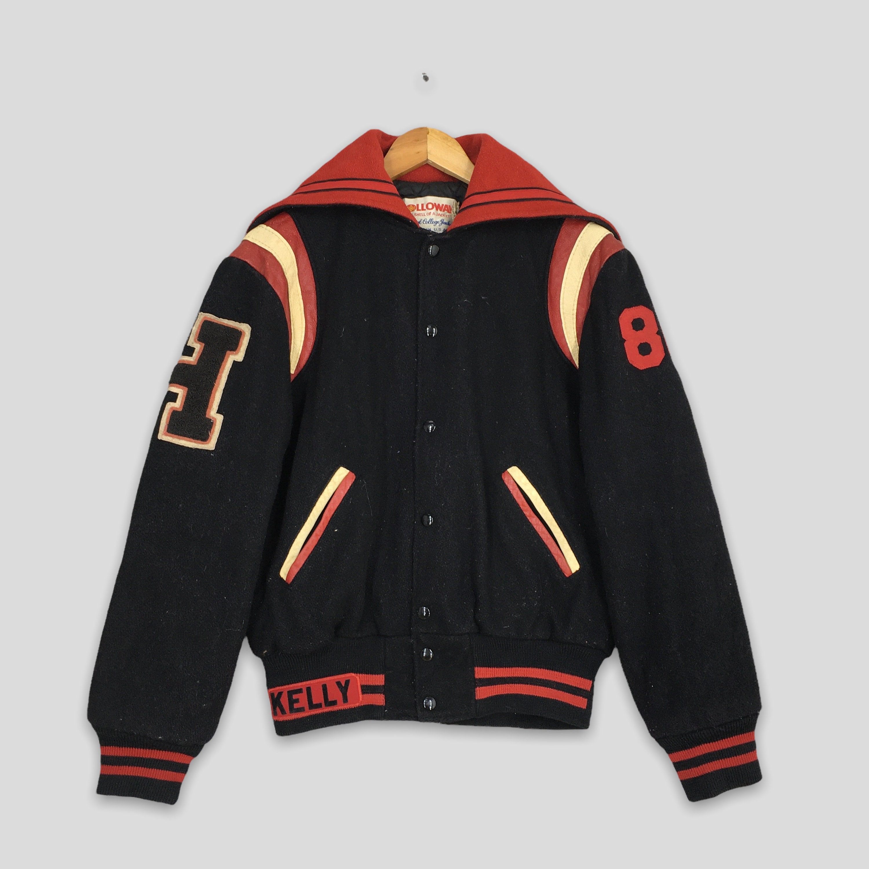 Jack N Hoods Varsity Jacket with Cream Leather Sleeves