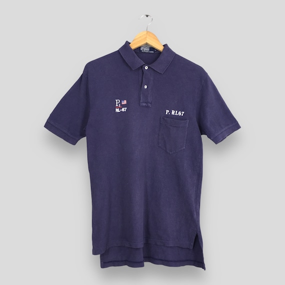 90s 希少　Polo Ralph Lauren ポロラルフローレン RL-67 90年代ヴィンテージ ポロ ラルフローレン RL 67 ブルー ポロシャツ S