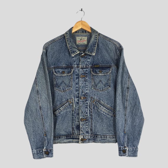 Vintage 90s Wrangler 124MJ Denim Trucker Jacket Medium 1980s