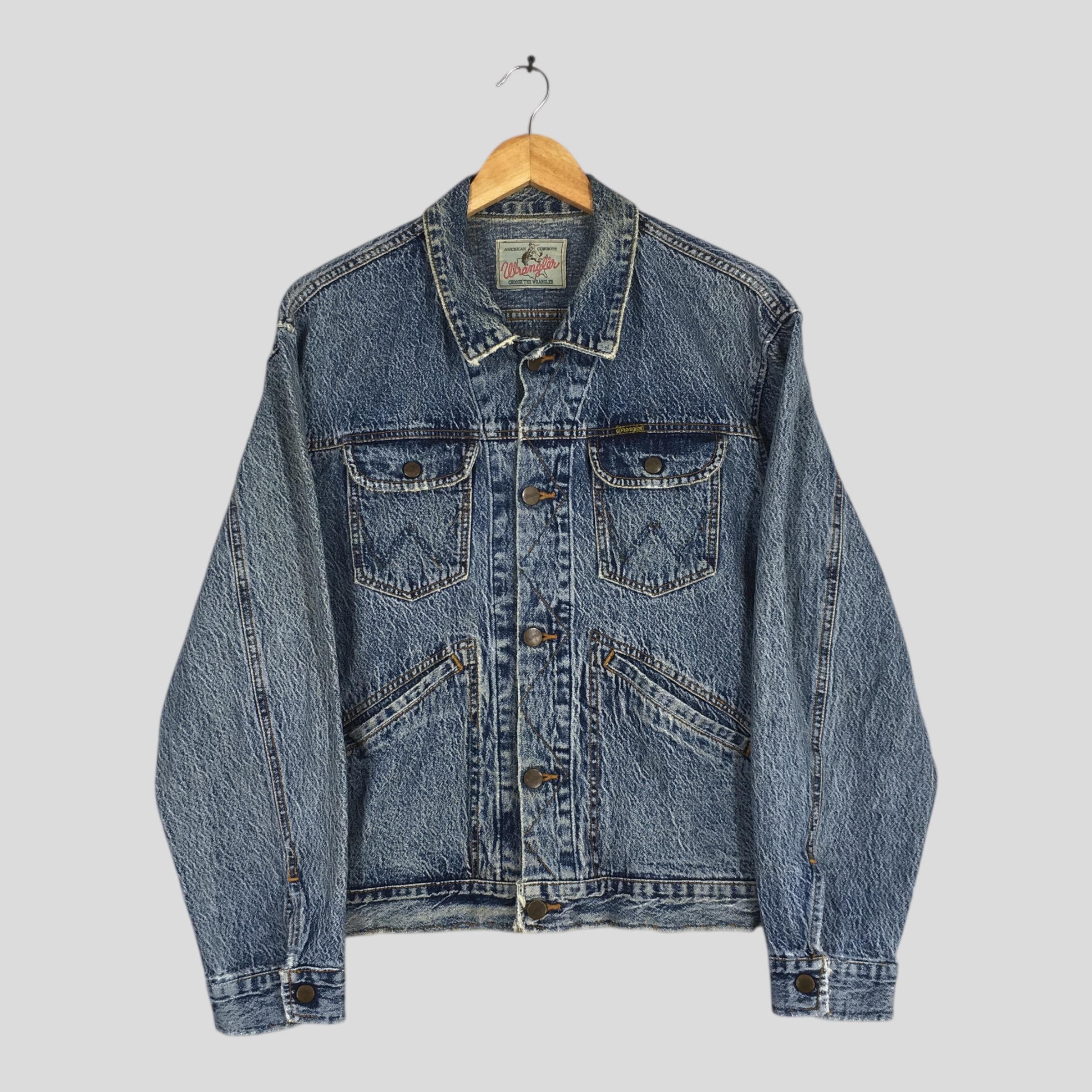 Vintage 90s Wrangler 124MJ Denim Trucker Jacket Medium 1980s