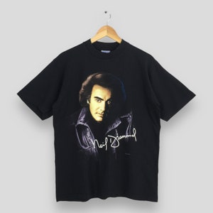 Vintage 90&#39;s Neil Diamond Classics Rock Black Tshirt Large 1990s Neil Diamond In The Round 1996 Us Tour Music Concert Pop Singer Tee Size L