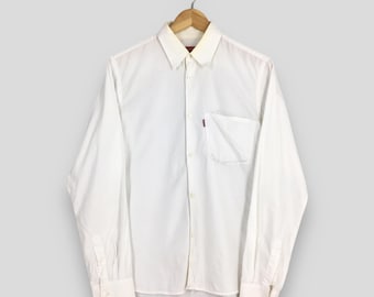 Vintage 2000s Levis Junya Watanabe Plain White Shirt Small Levis Comme Des Garcons Casual Flannel Japanese Designer Junya Watanabe Oxfords S