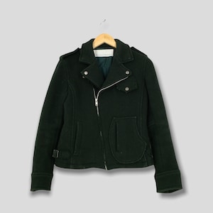 Vintage Sunaokuwahara Issey Miyake Bondage Punk Green Jacket Small IS Sunao Kuwahara Ramones Style Jacket Women Bikers Wool Jacket Size S