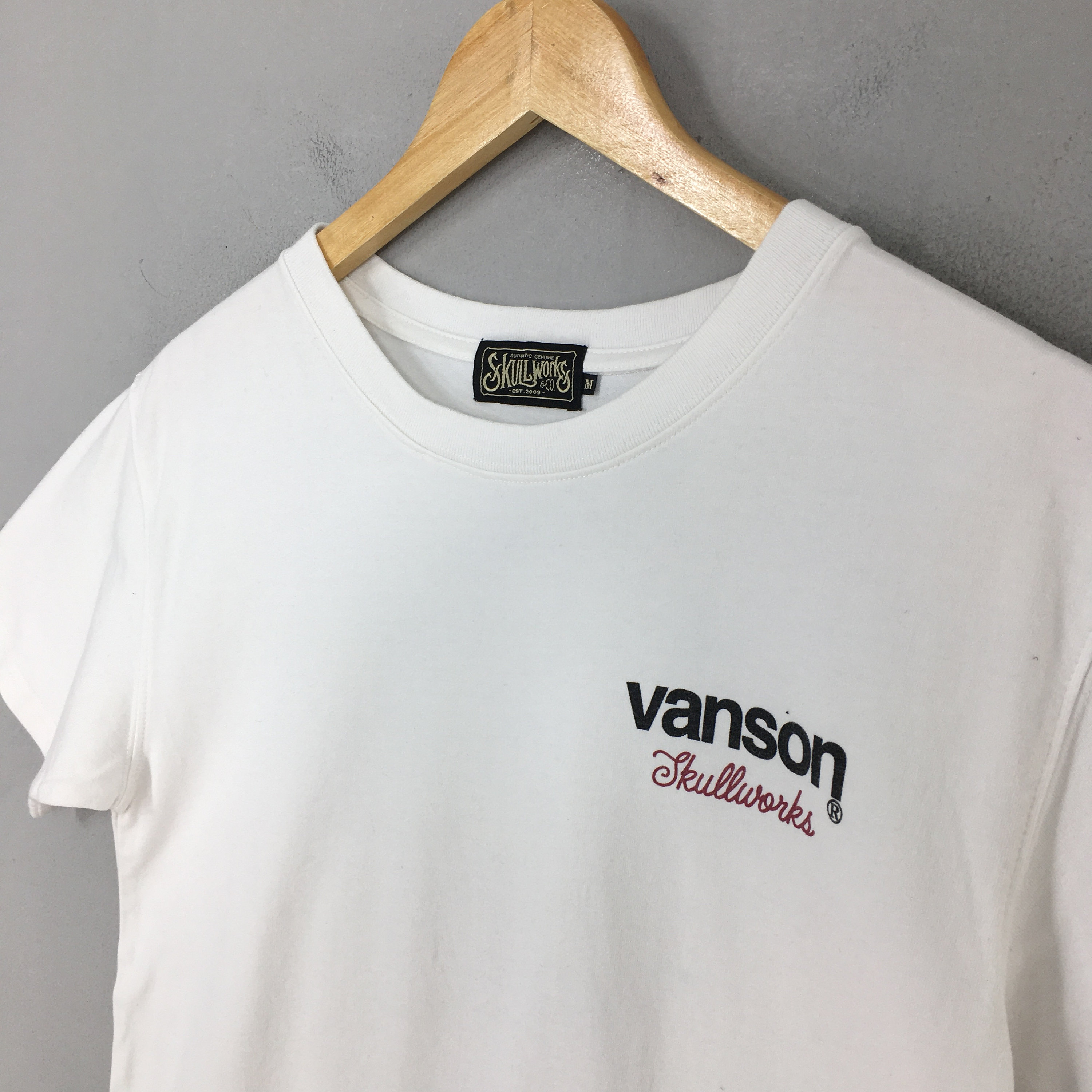 トップス Vanson skull back design tee ONLY ONE! VTG 100% AUTH VANSON SKULL EMBROIDERED WOMENS TEE