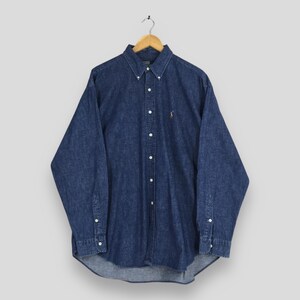 Vintage jaren 90 Polo Ralph Lauren Blue Jeans Shirt XLGrote Ralph Lauren Pony Denim Polo RL 67 Denim Oxfords Ralph Lauren Herenkleding Button Down XL