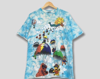 Camiseta vintage de los 90 de Grateful Dead con estampado tie-dye de globo aerostático. Talla L. Concierto de Grateful Dead. Gira de rock para fans de Grateful Dead, 1993. Camiseta GDM. Talla L.