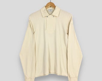 Vintage Ys For Men LQ Yohji Yamamoto Cream Polo Shirt Medium Ys Japanese Designer Yohji Yamamoto Stripes Casual Yohji Signature Shirt Size M