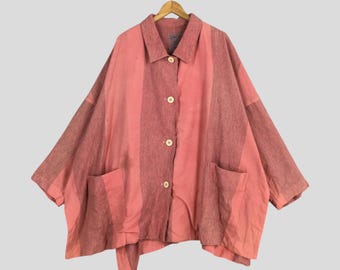 Vintage 90er Jahre Ys Yohji Yamamoto Wolle Mantel Jacke Medium Y's Für Männer Japan Hell Rosa Poncho Knopf Yohji Signature Kimono Style Pullover Größe M