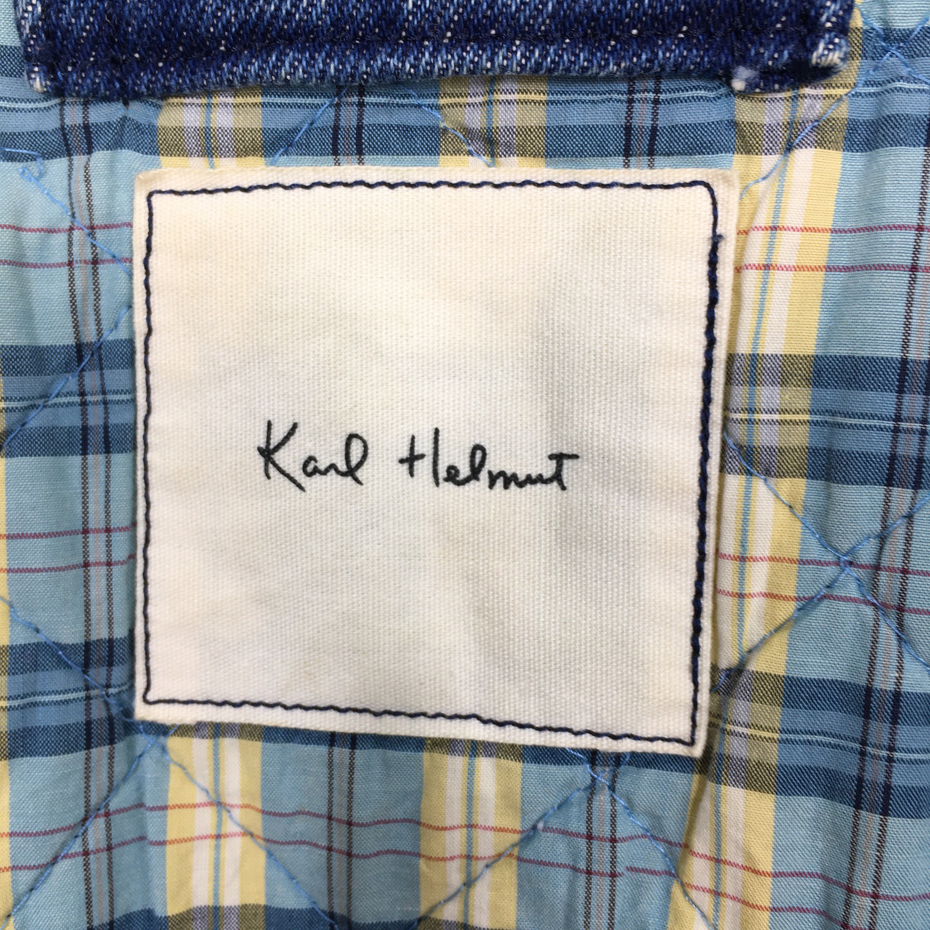 Vintage Karl Helmut Bomber Denim Jacket Large 90s Japanese Karl