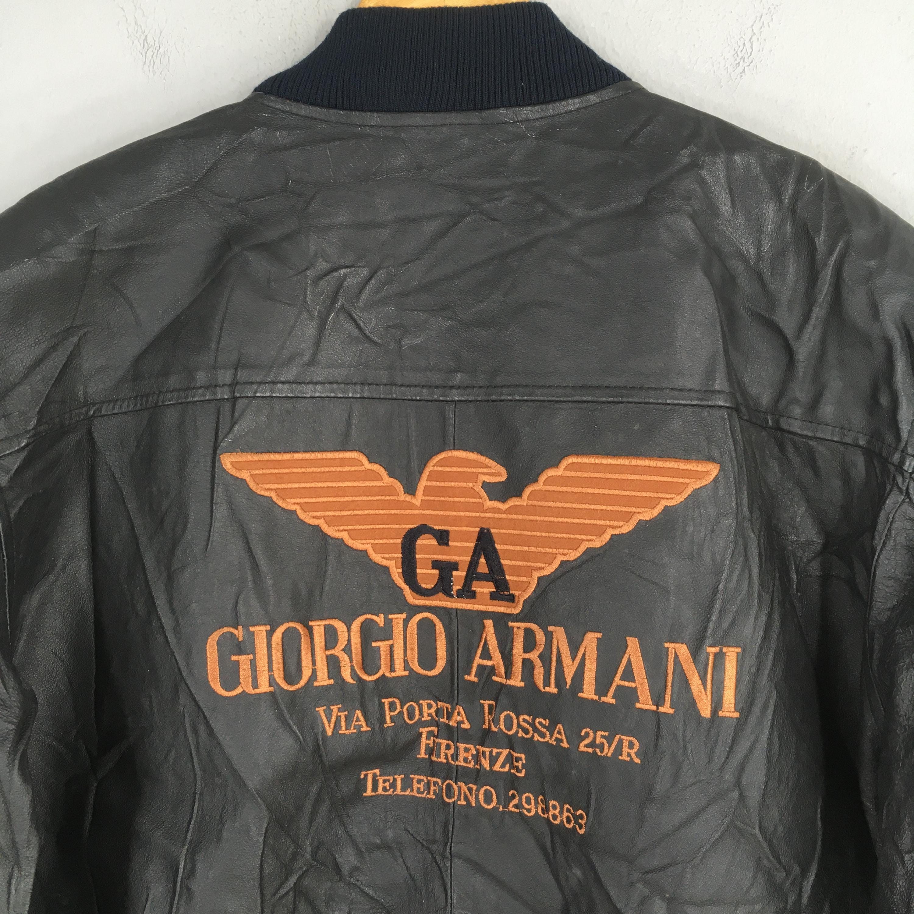 ジャケット・アウター 90s GIORGIO ARMANI Leather Jacket Giorgio Armani Double-Breasted Leather Jacket - 1990s – 300700