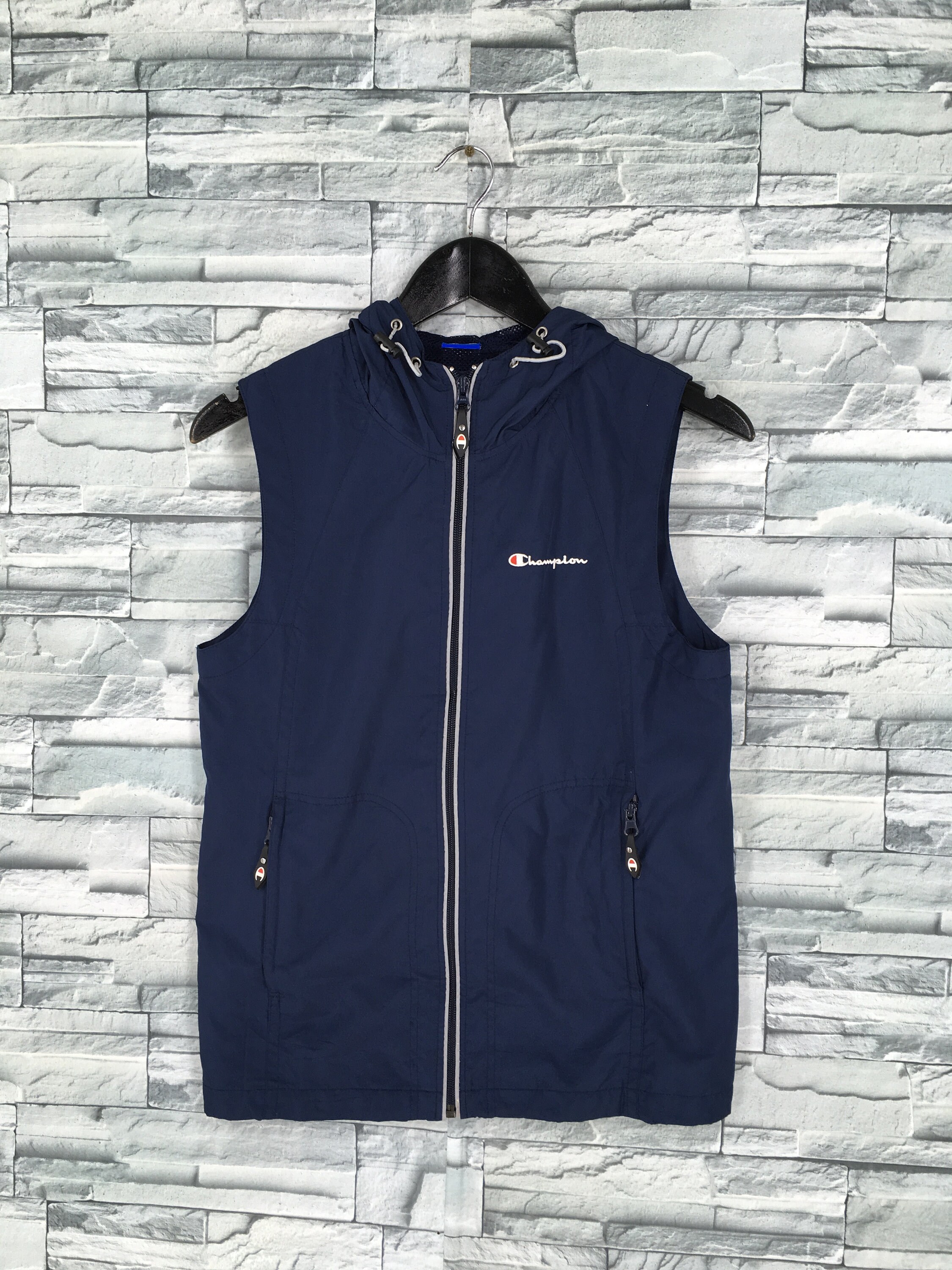 Champion Sportswear Hoodie Jacket Sleeveless Small Vintage Champion Sportswear Blue Nylon Women Vest Jacket Zipper Size S Etsy