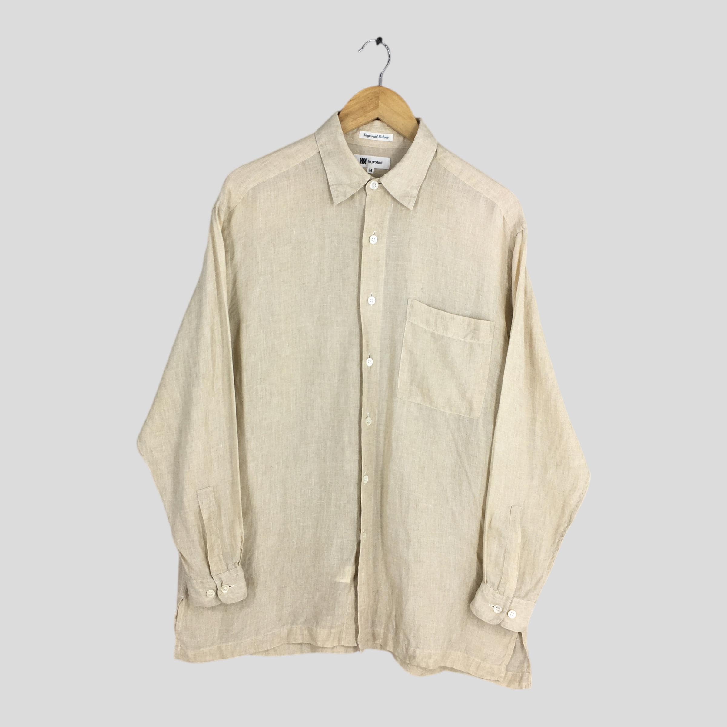 Vintage 90s Issey Miyake Design Studio Beige Linen Shirt Medium IM