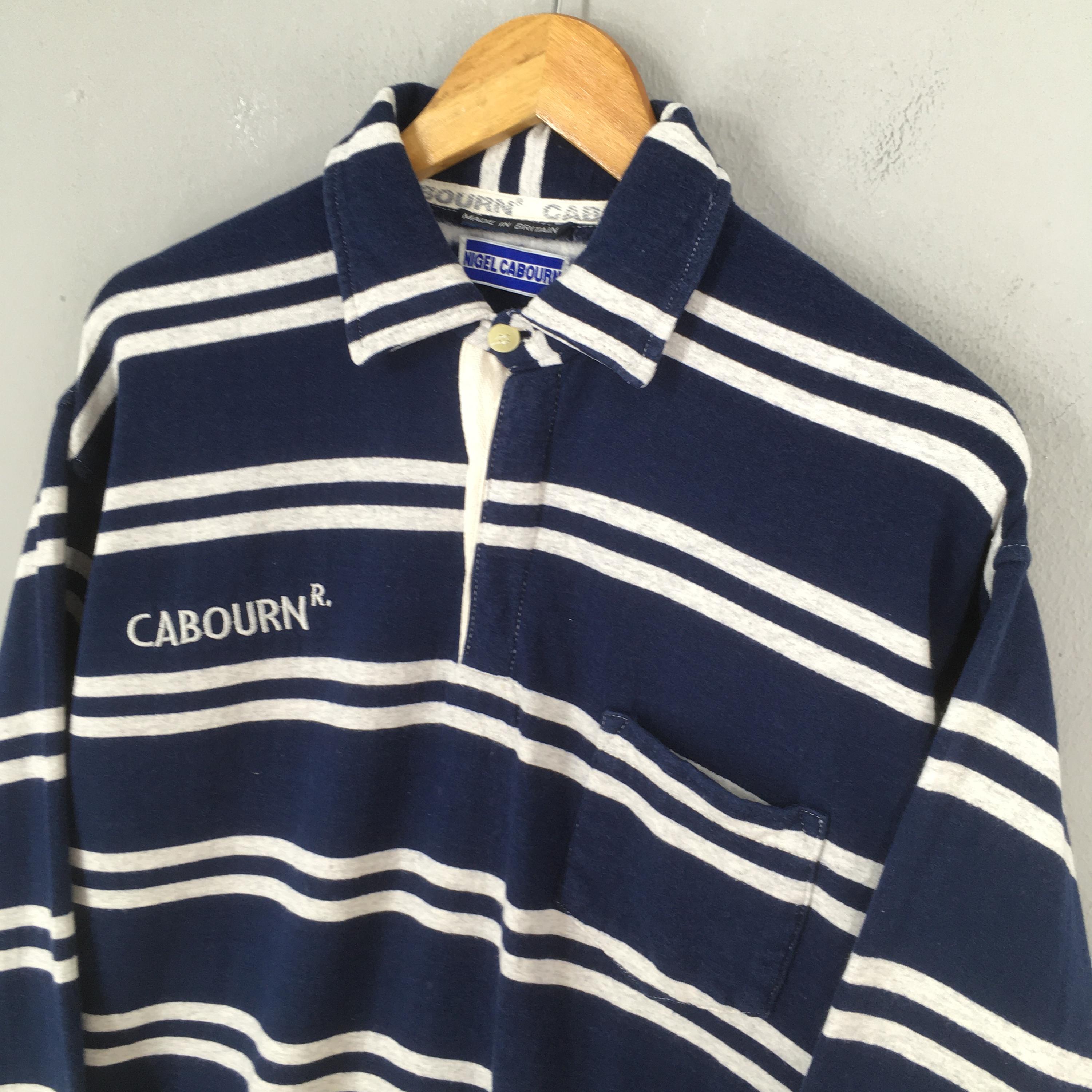 Vintage 90s Nigel Cabourn Striped Polo Shirt Medium Nigel Cabourn 