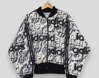 Vintage Adidas Equipment Bomber Jacket Hoodie Medium 90s Adidas
