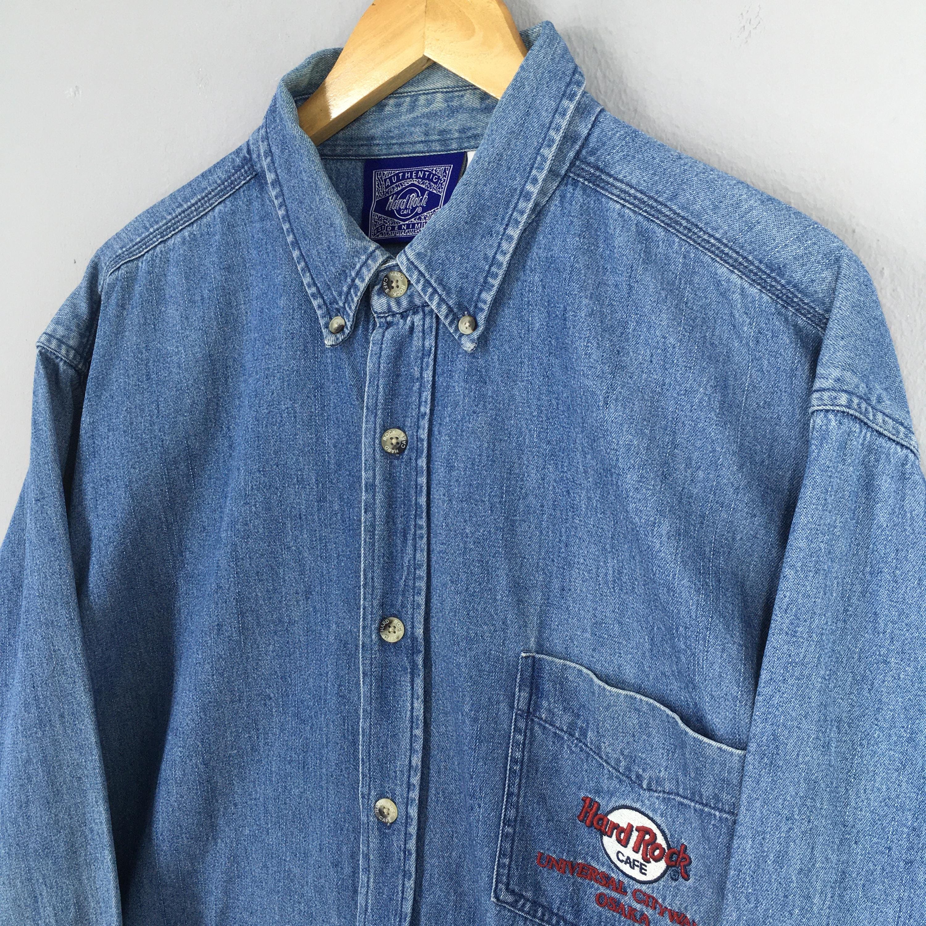 Vintage Hard Rock Cafe Blue Denim Shirt Xlarge HRC Universal