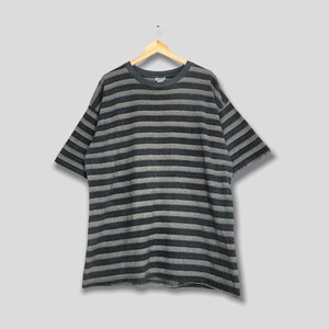 Vintage 1990's Basic Edition Stripes Black Grey Retro Tshirt XLarge Border Striped Streetwear Vtg Grunge Stripes Horizontal Tee Oversized XL