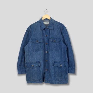 Vintage 90s Simple Life Denim Worker Jacket Large Workwear Frenchwork Union Made Blue Jeans 80s Outerwear Fashion Winter Denim Coat Size L