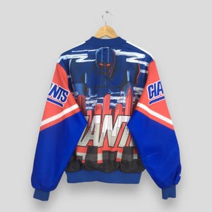 Vintage 90s New York Giants NFL Fanimation Jacket Large New York Giants Varsity Jacket NY Giants National Football Chalk Line Bomber Coat L