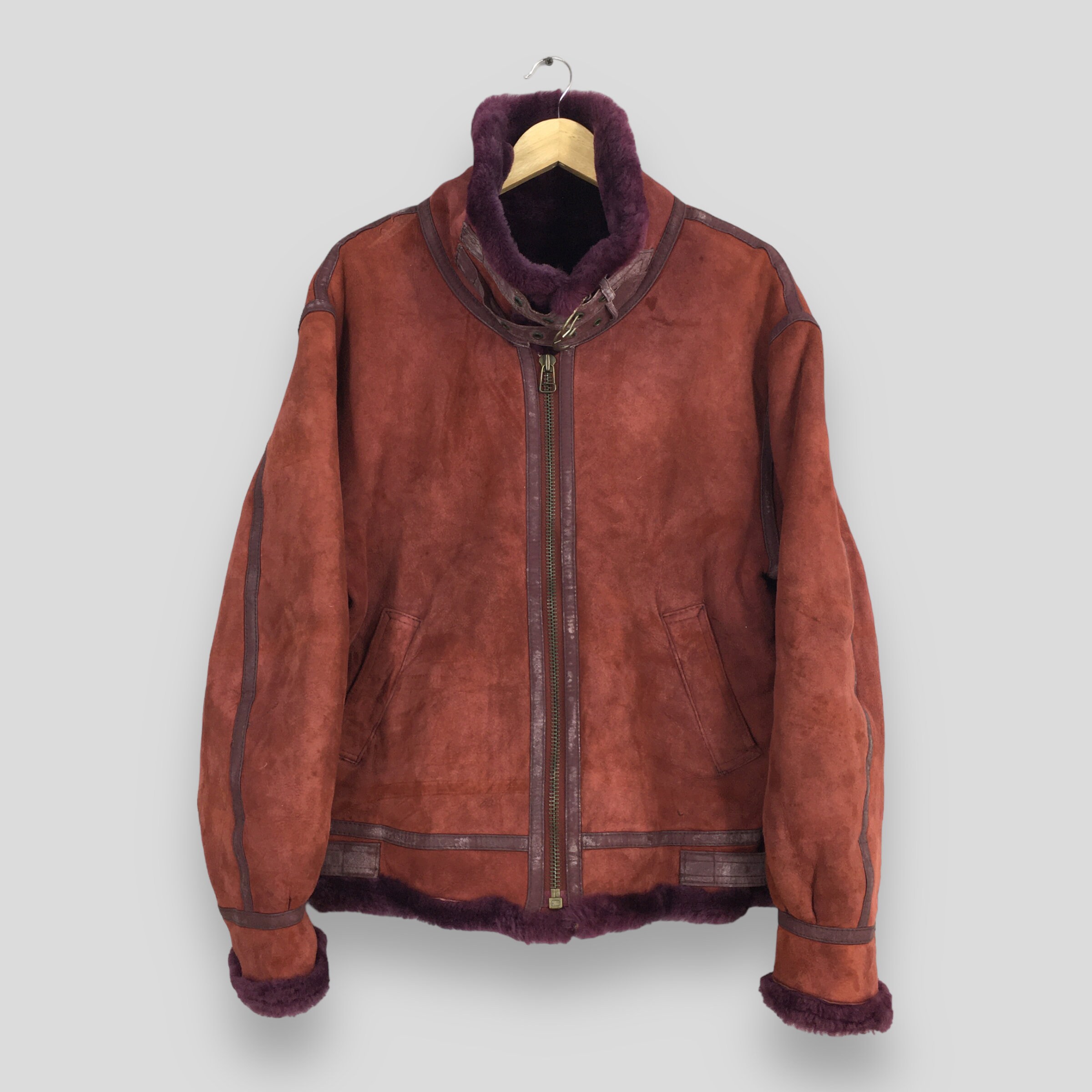 【vintage】Type B-3 80s USA Vintage 80's Type B-3 Sheepskin Leather Jacket Large Us Army