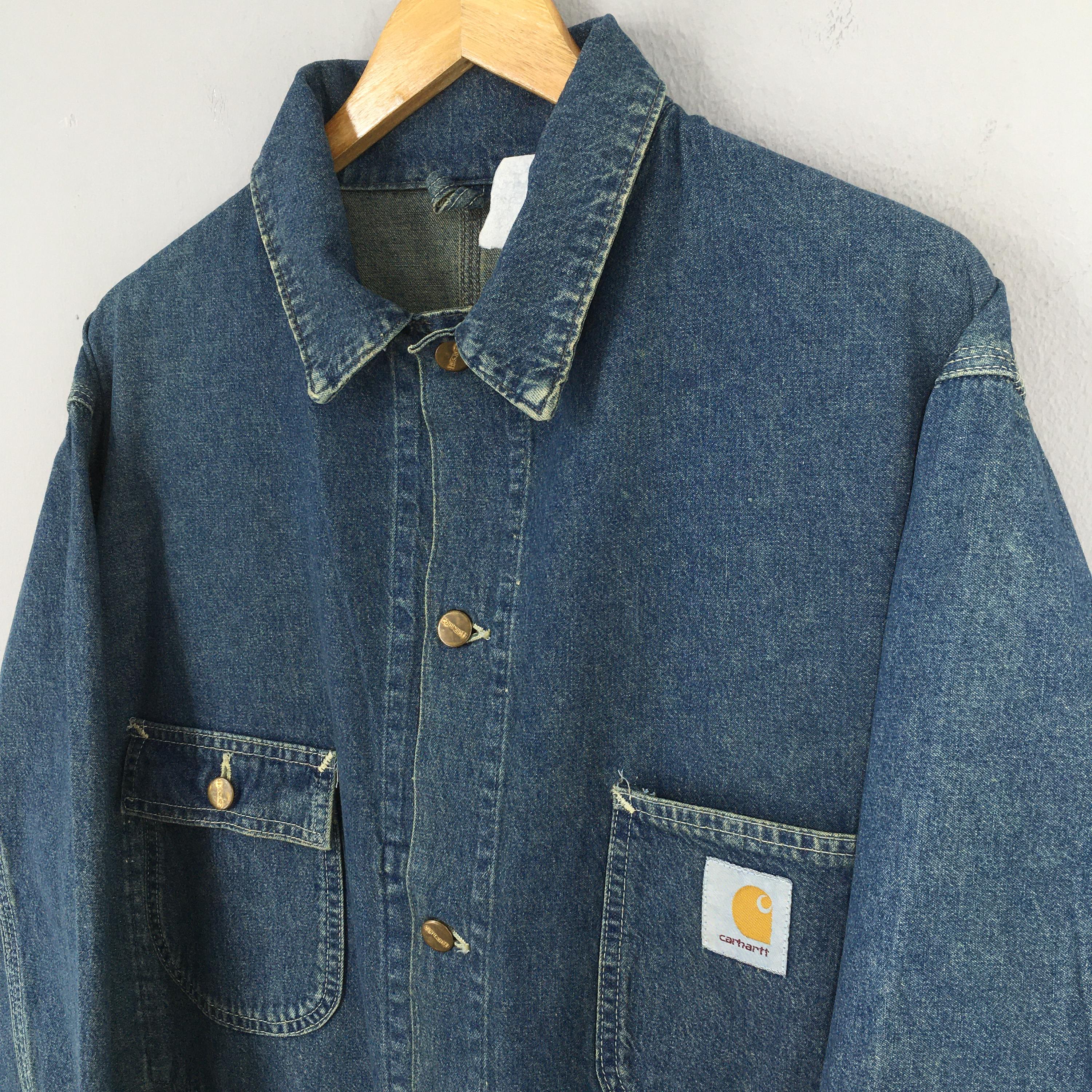 Vintage 80s Carhartt Michigan Denim Chore Workers Jacket Xlarge