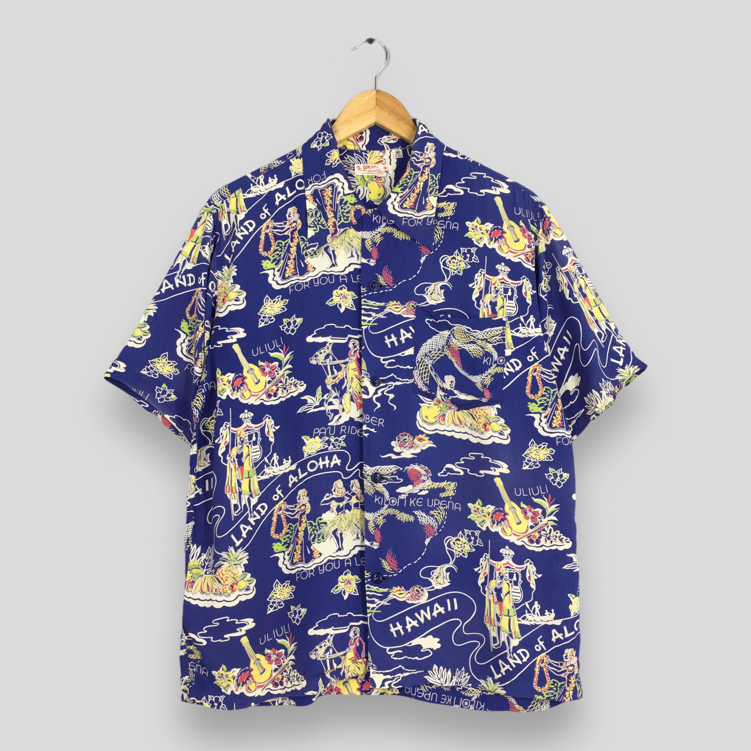 Vintage Sun Surf Land of Aloha Japanese Rayon Shirt Medium
