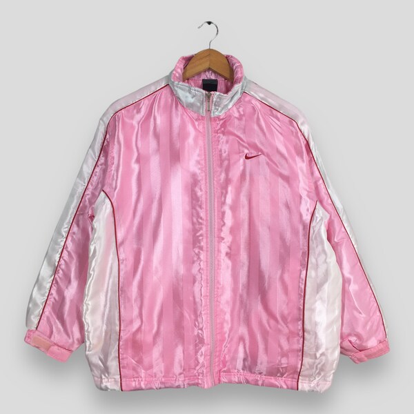 Vintage 90's Nike Windbreaker Women's Jacket Medium Nike Swoosh Pink Sportswear Coat Nike Light Zipper Jacket Outerwear Ladies Sports Size M