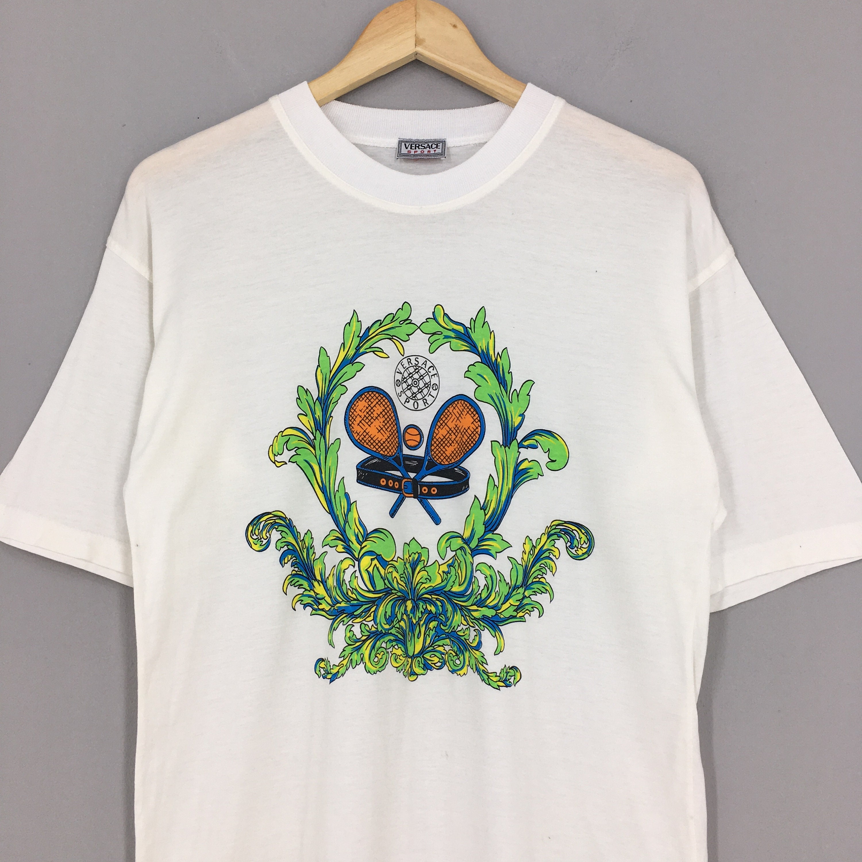 ヴィンテージ ヴェルサーチ スポーツ テニス ホワイト Tシャツ Sサイズ 