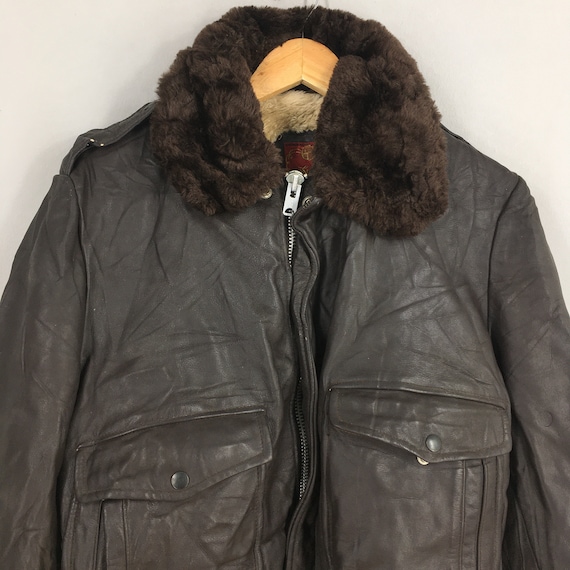 Vintage 80's Type B-3 Vintage R Sherman Brown Leather Bomber Vintage 80's Type B-3 Vintage R Sherman Brown Leather Bomber