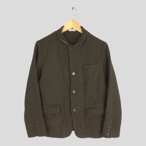Vintage Issey Miyake Plantation Green Wool Jacket Medium Miyake Permanente Japan Designer Issey Miyake Women Buttondown Mandarin Collar M