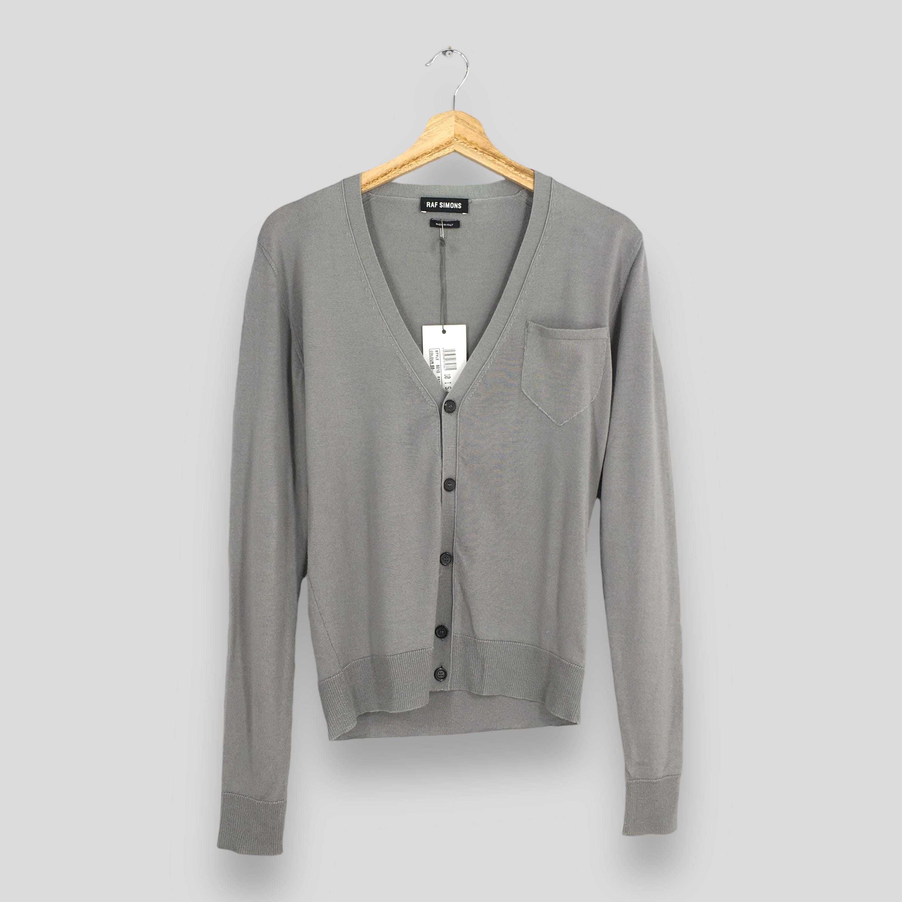 Raf Simons, Vintage Raf Simons Cardigan Gray Sweater Small Raf Simons Made In Italy Women Stretchable Lana Raf Simons Designer Button Pullover Size 44