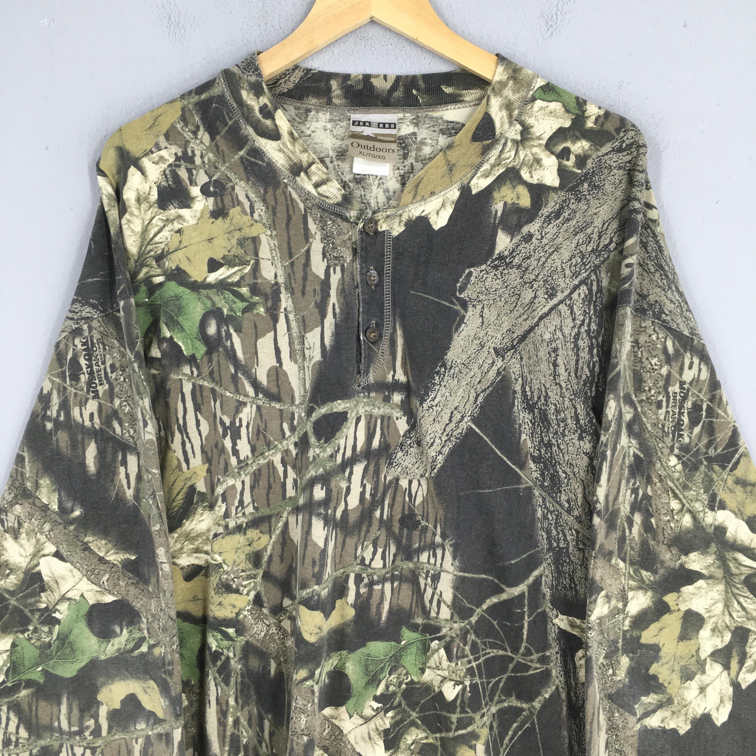 Vintage 90s Mossy Oak Tree Camo Long Sleeve Tshirt Xlarge Green