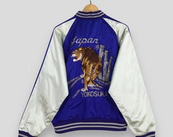 Vintage Sukajan Souvenir White Tiger Bomber Jacket Medium 1980s Vintage Sukajan Souvenir White Tiger Bomber Jacket Medium 1980s