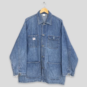 Vintage 90s Gap Denim American Workers Jacket XLarge 1990s Workwear Style Denim Faded Chore Jacket Buttons Union Made Size XL