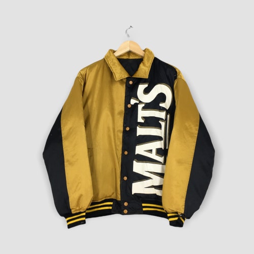 Vintage Malts Beer Button Bomber Jacket Medium 90s Malts Bomber Jacket Malts Puffer Goose Down Warmer Jacket Ski Wear Coat shops Winter Size M