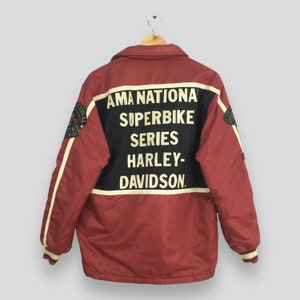 Vintage 90s Harley Davidson Motorcycles Button Red Jacket Medium Ama Nationa Superbike Harley Davidson Embroidered Harley Rider Coat Size M