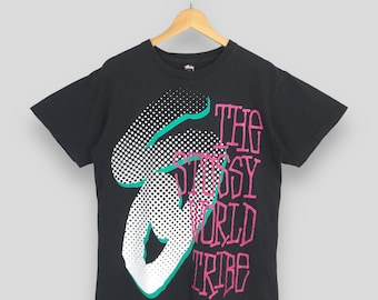 00s Vintage Stussy Neighborhood Boneyards T Shirt / Black Cotton