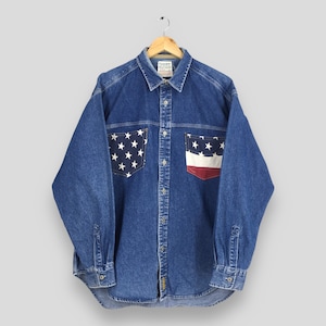 Ralph Lauren 90s Flag Denim Jacket - Etsy