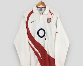 Vintage Nike O2 England Rugby Jersey Polo Rugby Shirt Medium White