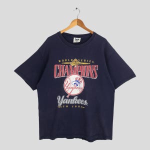 Vintage 90s New York Yankees MLB Blue T shirt XLarge New York Yankees Baseball Team Jersey Yankees World Series Champions Lee Tees Size XL