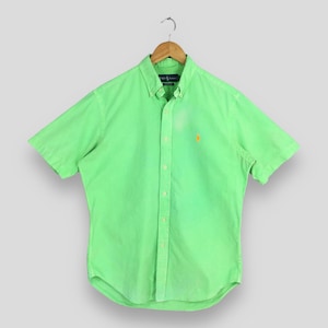 Vintage Polo Ralph Lauren Neon Green Shirt Medium Polo Ralph Lauren Pony Oxfords Ralph Lauren RL Flannel Button Up Classic Fit Shirt Size M