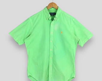 Vintage Polo Ralph Lauren Neon Green Shirt Medium Polo Ralph Lauren Pony Oxfords Ralph Lauren RL Flannel Button Up Classic Fit Shirt Size M