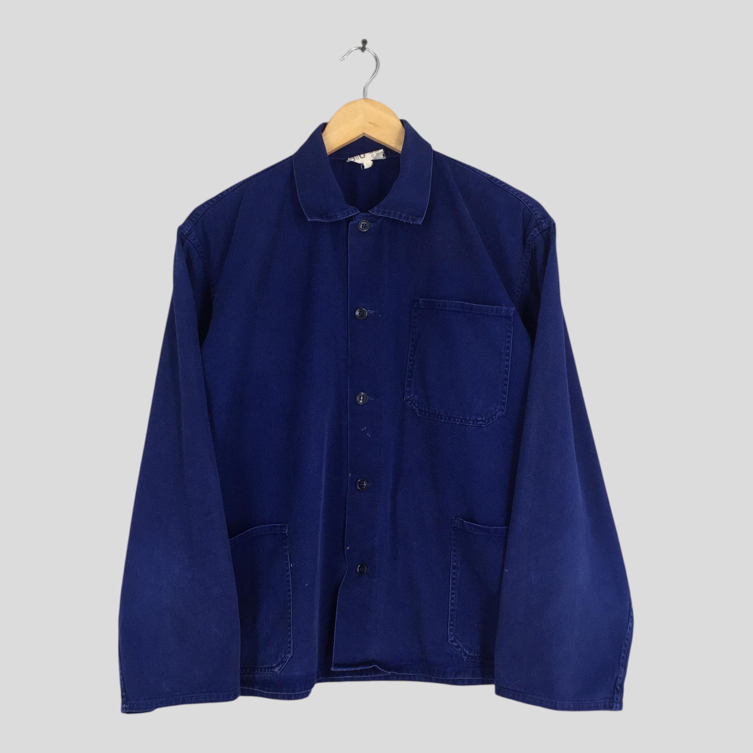 Vintage 1980s Moleskin Workers Denim French Work Jacket Large