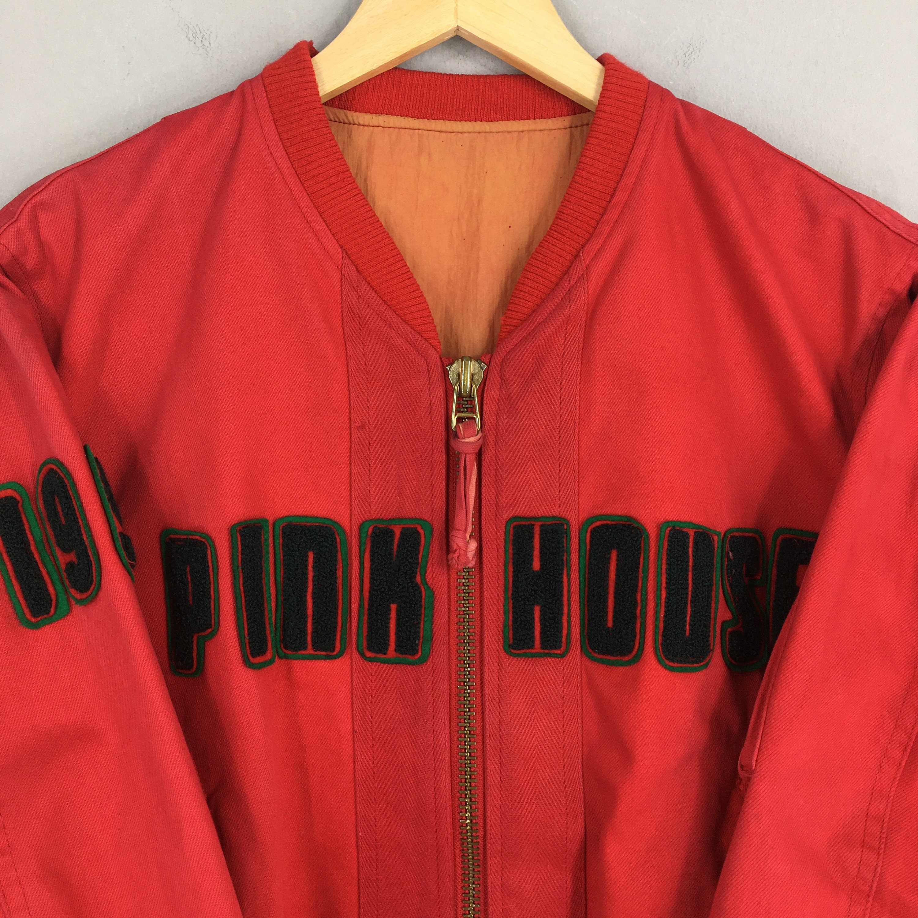 PINK HOUSE ボンバージャケット レッド 90s PINK HOUSE ナイロンボンバージャケット 】 発色のいいレッド