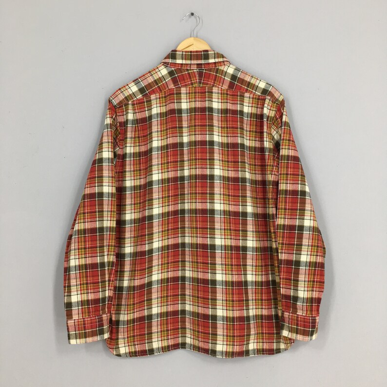 Polo Checked Flannel Shirt Large Vintage 90/'s Polo Plaid Checkered Tartan Multicolor Padded Buttondown Size L