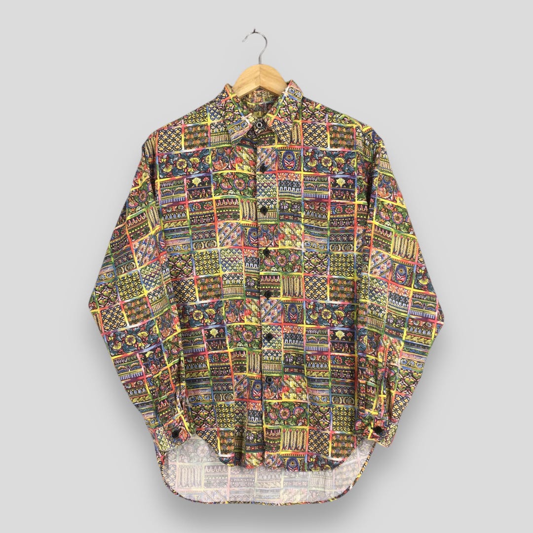 Vintage Moschino Jeans Funky Floral Shirt Medium Multicolor